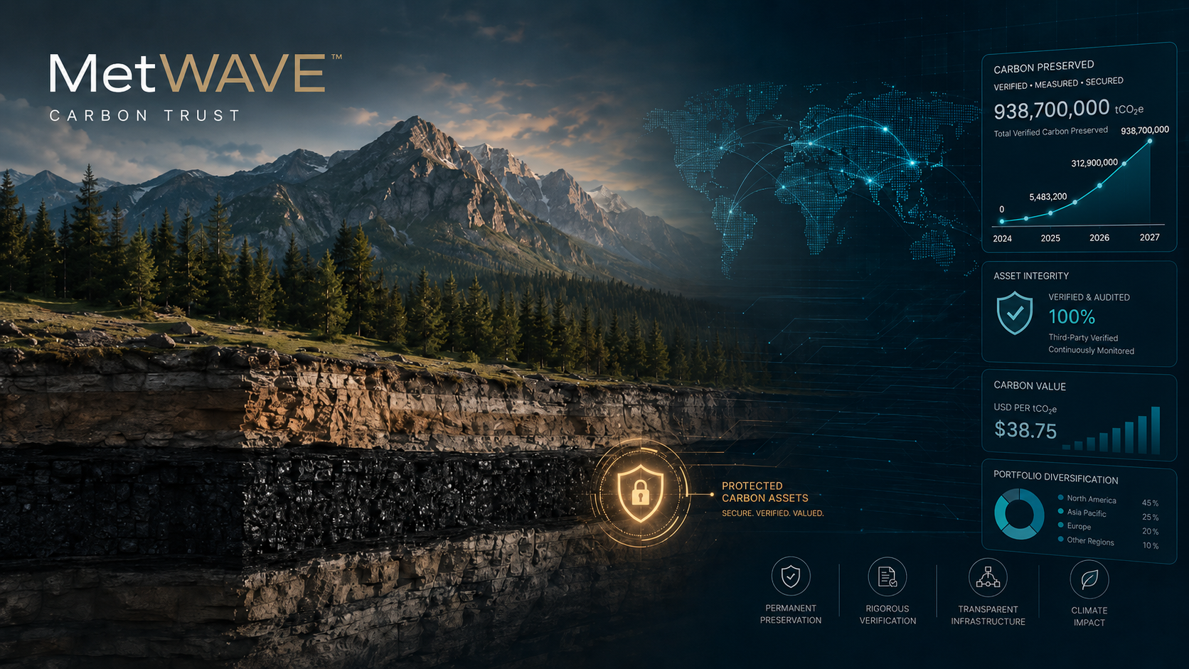 MetWAVE Carbon Trust — Carbon Preserved · Verified · Measured · Secured
